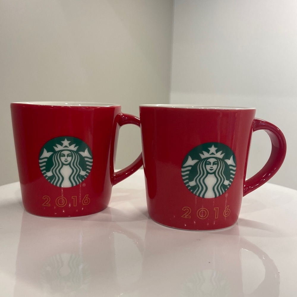 Set of 2! 2016 Starbucks Holiday Red espresso/ornament mugs